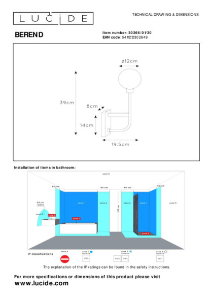 Бра LUCIDE BEREND 30266/01/30