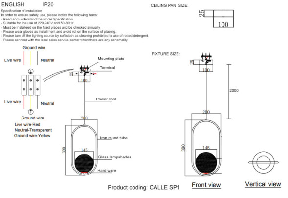 Подвесной светильник Crystal Lux Calle CALLE SP1 BRASS
