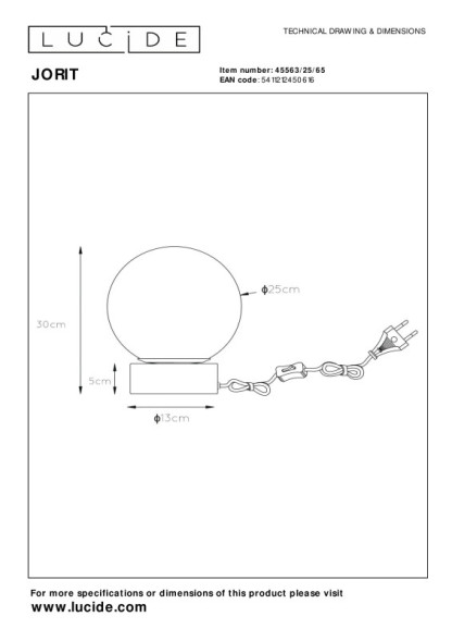 Настольная лампа LUCIDE JORIT 45563/25/65