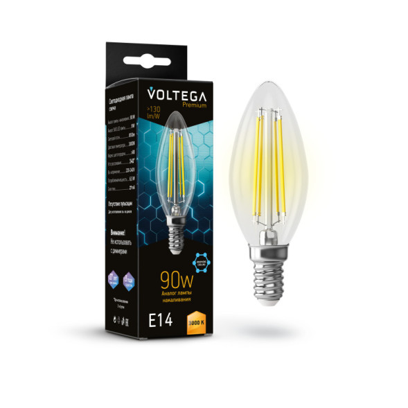 Светодиодная лампа Voltega 7219 Candle 9W Graphene