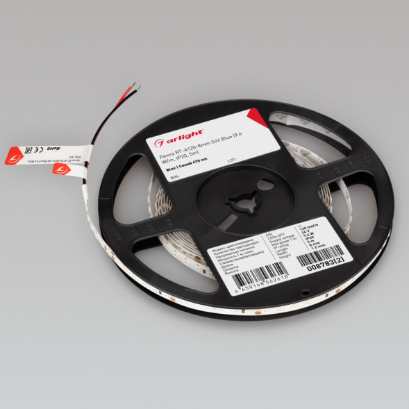 Лента Arlight RT-A120-8mm 2835 008783(2) 48W 24V 115lm синий IP20
