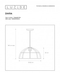 Подвесной светильник LUCIDE DIKRA 76464/01/30