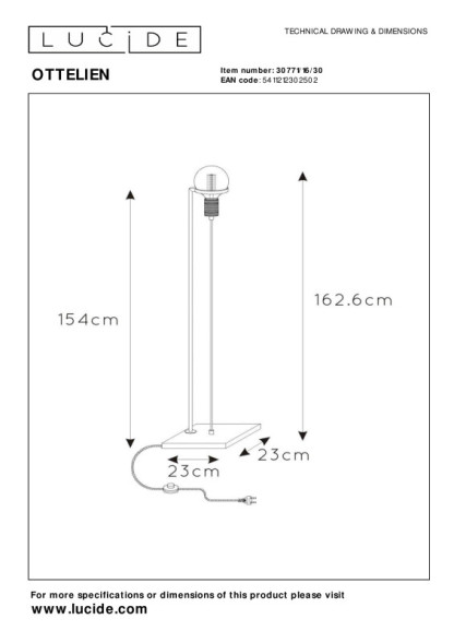 Торшер LUCIDE OTTELIEN 30771/16/30
