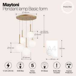 Люстра на штанге Maytoni Basic form MOD321PL-05G1