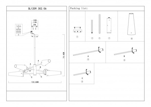 Люстра на штанге ST-Luce MORAVE SL1209.302.06
