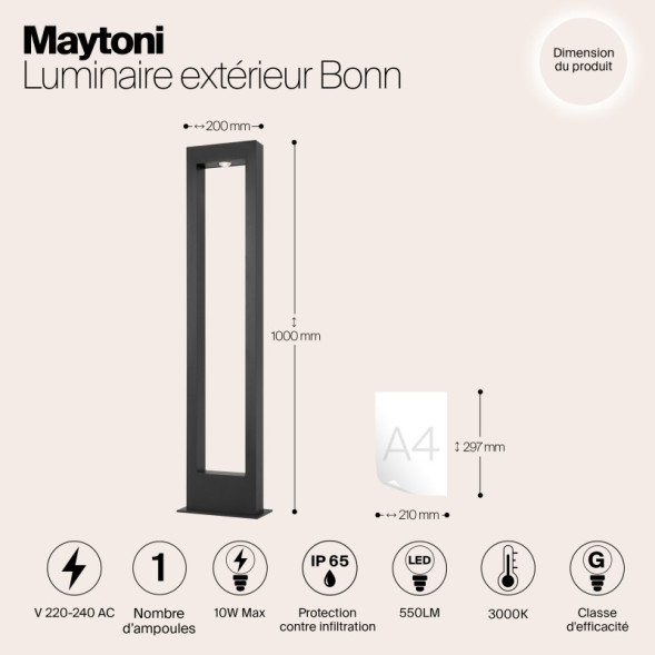 Садово-парковый светильник Maytoni BONN O425FL-L10GF