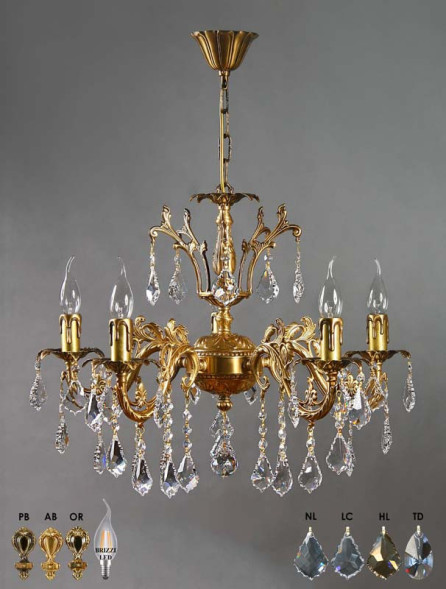 Подвесная люстра AMBIENTE by BRIZZI GRANADA 2118/5 AB Leaf crystal