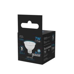 Светодиодная лампа Gauss 101505307 7W 220V 630lm GU5.3 белый (холодный)