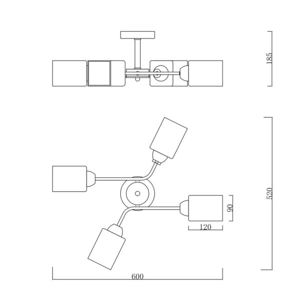 Люстра на штанге Escada Vertigo 1131/4P Black/Gold