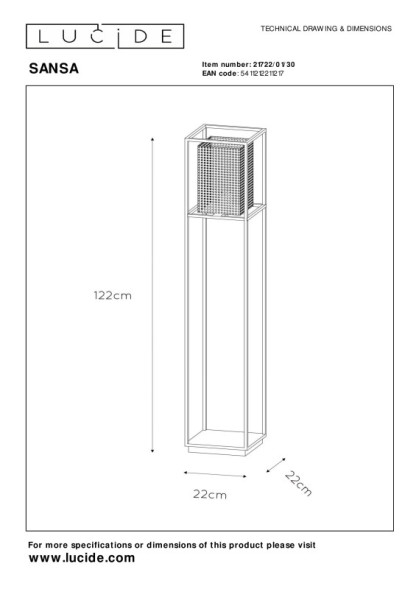 Торшер LUCIDE SANSA 21722/01/30
