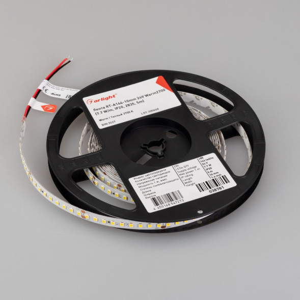 Лента Arlight RT-A144-10mm 2835 038781 38.5W 24V 1420lm белый (теплый) IP20