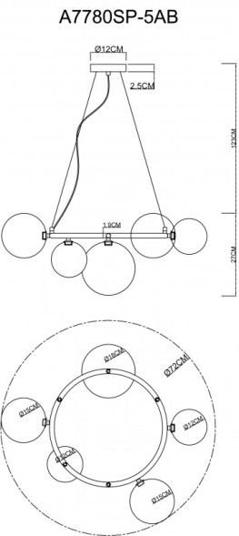 Подвесная люстра ARTE Lamp ALBUS A7780SP-5AB