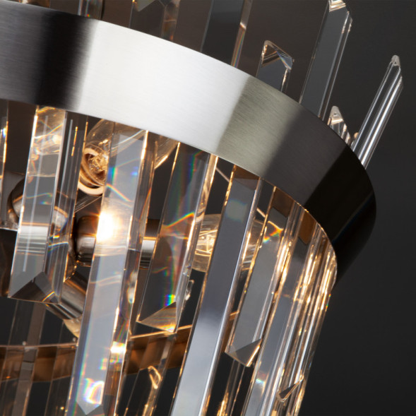 Люстра на штанге Eurosvet Steccato 10111/5 сатин-никель/прозрачный хрусталь Strotskis