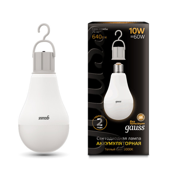 Светодиодная лампа Gauss A60 102402100 10W 220V 640lm E27 белый (теплый)