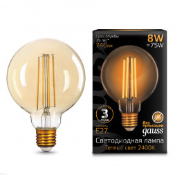 Светодиодная лампа Gauss Filament 105802008 8W 220V 740lm E27 белый (теплый)