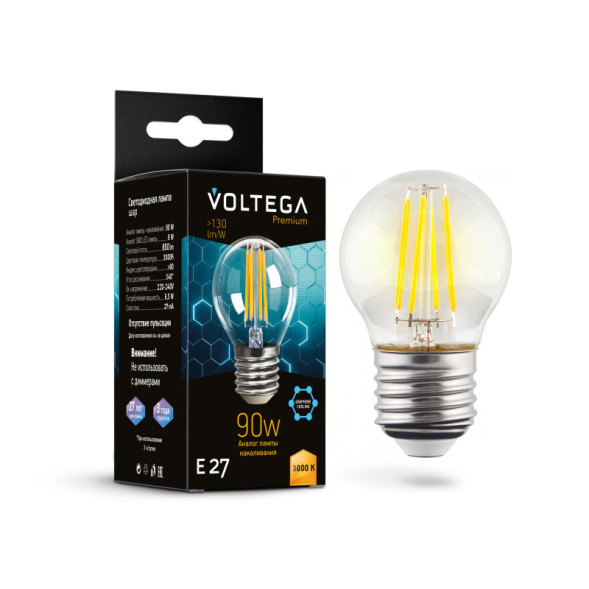 Светодиодная лампа Voltega 7224 Globe E27 9W Graphene