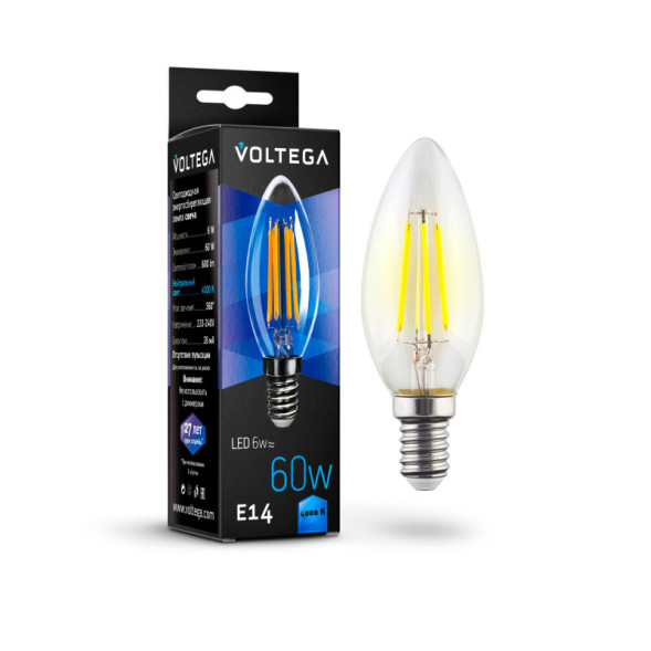 Светодиодная лампа Voltega Candle 7020 6W 220V 600lm E14 белый (дневной)