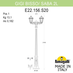 Садово-парковый светильник Fumagalli K22.156.S20.VXF1R SABA