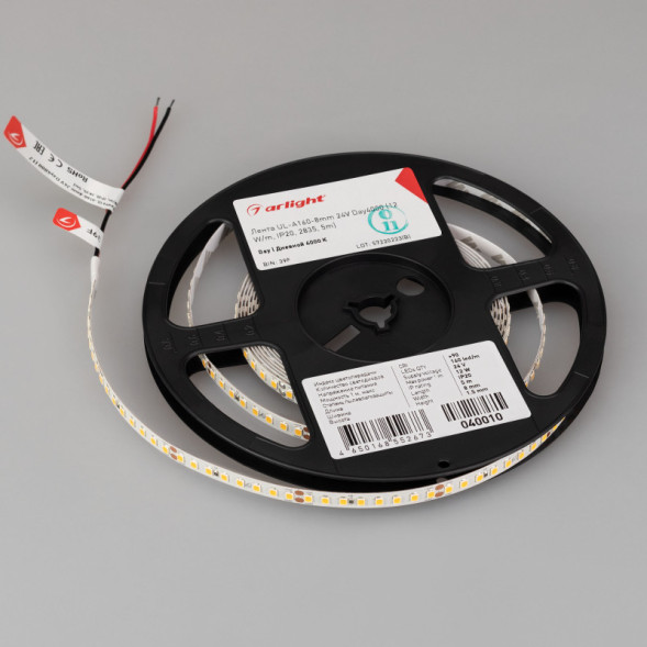 Лента Arlight UL-A160-8mm 040010 60W 24V белый (дневной) IP20