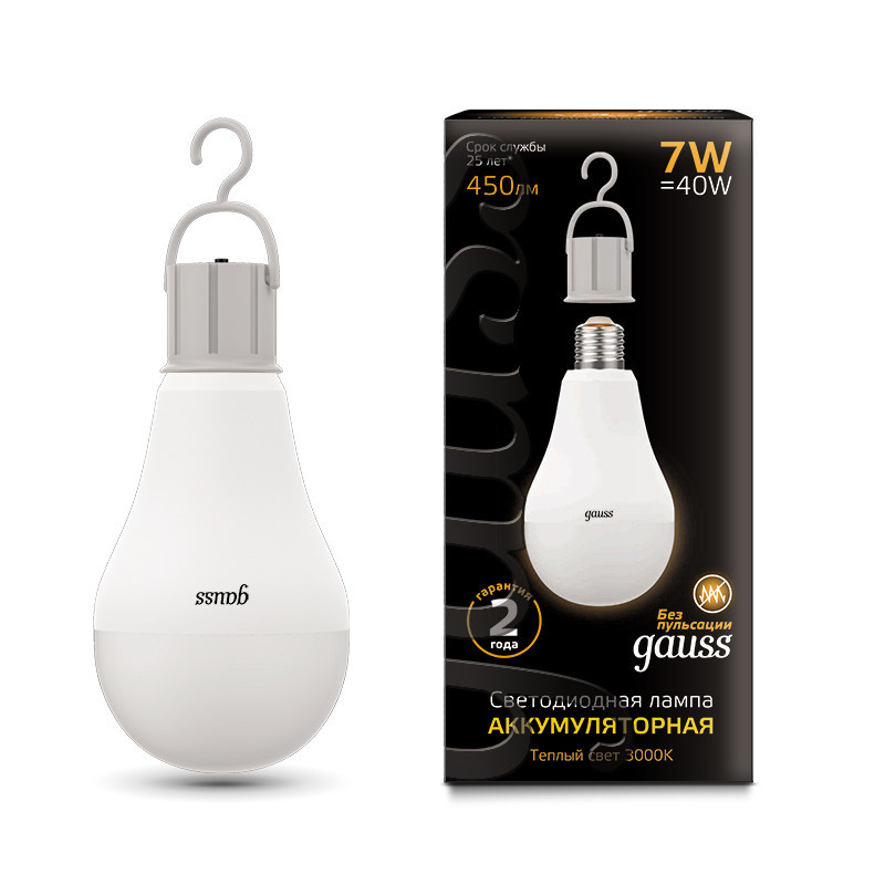 Светодиодная лампа Gauss A60 102402107 7W 220V 450lm E27 белый (теплый)