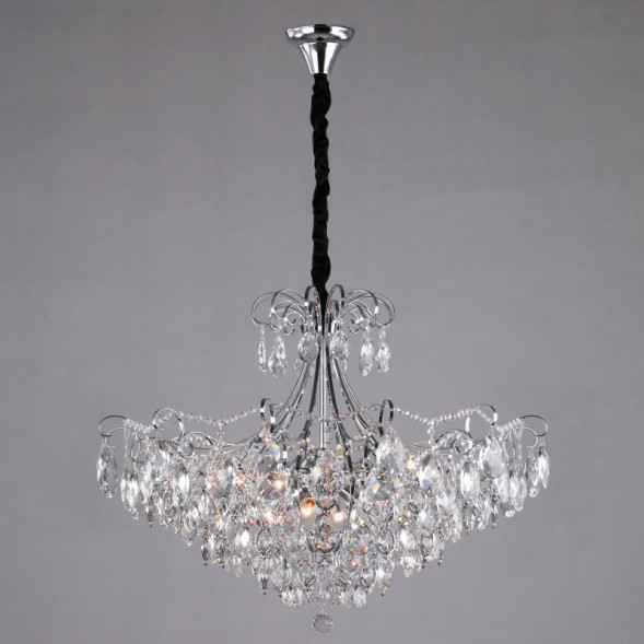 Каскадная люстра Eurosvet CRYSTAL 10080/12 хром/прозрачный хрусталь Strotskis