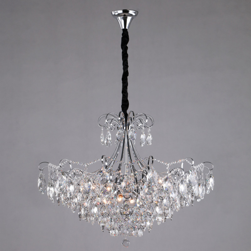 Каскадная люстра Eurosvet CRYSTAL 10080/12 хром/прозрачный хрусталь Strotskis