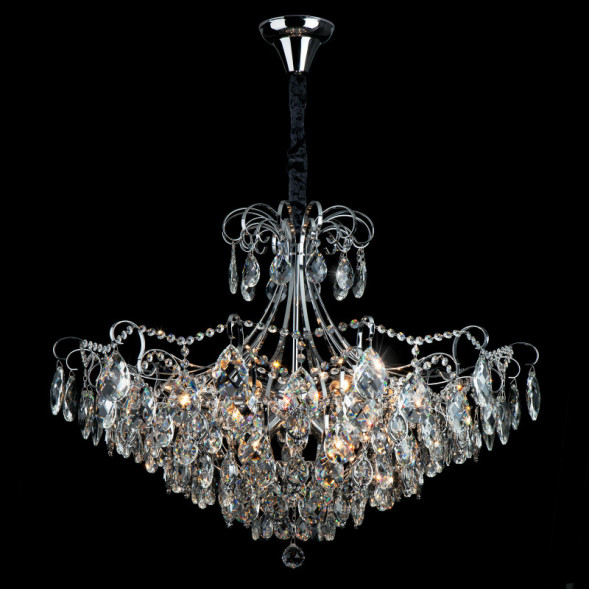 Каскадная люстра Eurosvet CRYSTAL 10080/12 хром/прозрачный хрусталь Strotskis