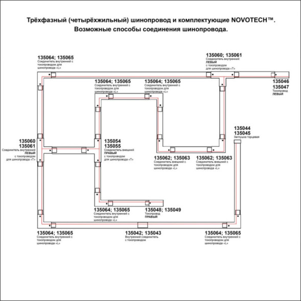Накладной шинопровод Novotech track white 3phase 135237
