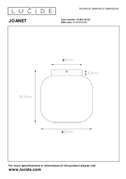Потолочный светильник LUCIDE JOANET 45194/25/65