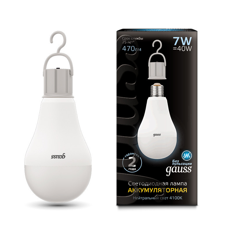 Светодиодная лампа Gauss A60 102402207 7W 220V 470lm E27 белый (дневной)