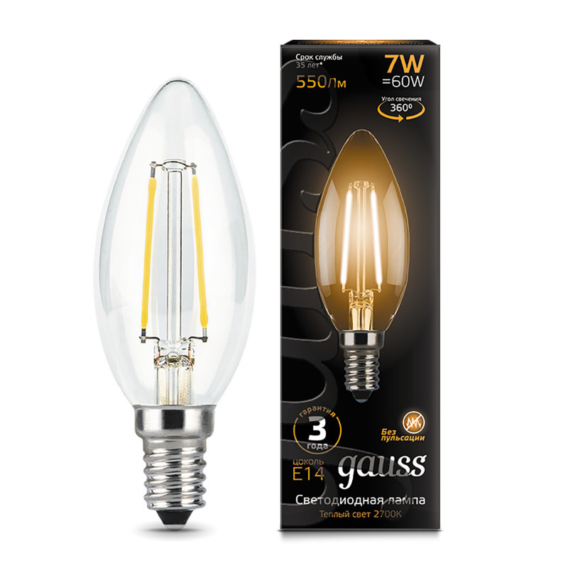 Светодиодная лампа Gauss Filament 103801107 7W 220V 550lm E14 белый (теплый)