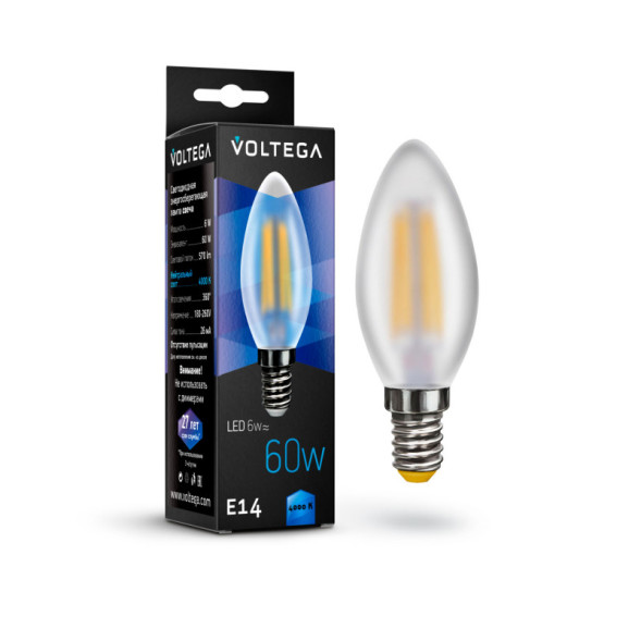 Светодиодная лампа Voltega Candel matt 7045 6W 220V 570lm E14 белый (дневной)