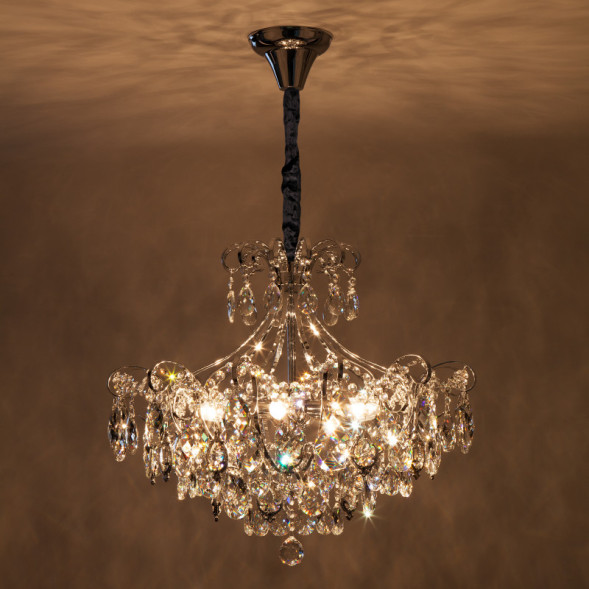 Каскадная люстра Eurosvet CRYSTAL 10080/6 хром/прозрачный хрусталь Strotskis