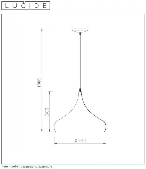 Подвесной светильник LUCIDE Woody 76360/01/76