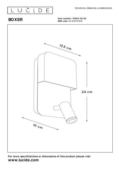 Бра LUCIDE Boxer 79200/08/30