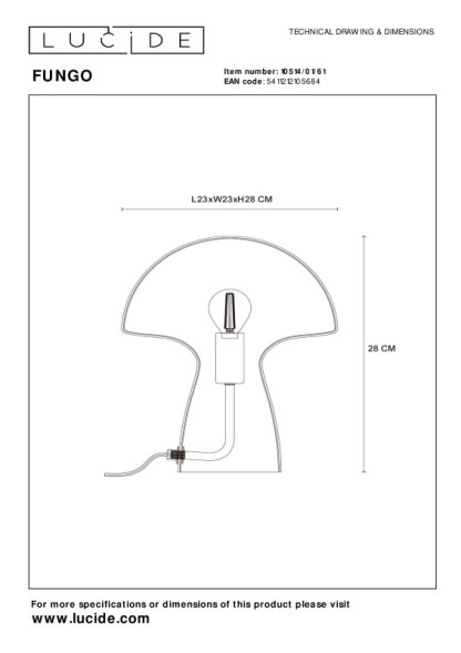 Детская настольная лампа LUCIDE Fungo 10514/01/61