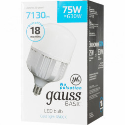 Светодиодная лампа Gauss 11734382 75W 220V 7130lm E40 белый (холодный)
