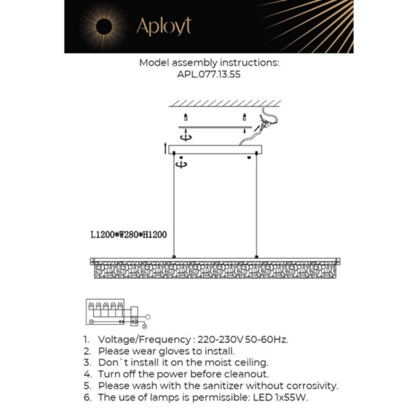 Подвесной светильник APL.077.13.55 APLOYT Lutka