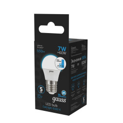 Светодиодная лампа Gauss 105102307-S 7W 220V 550lm E27 белый (холодный)