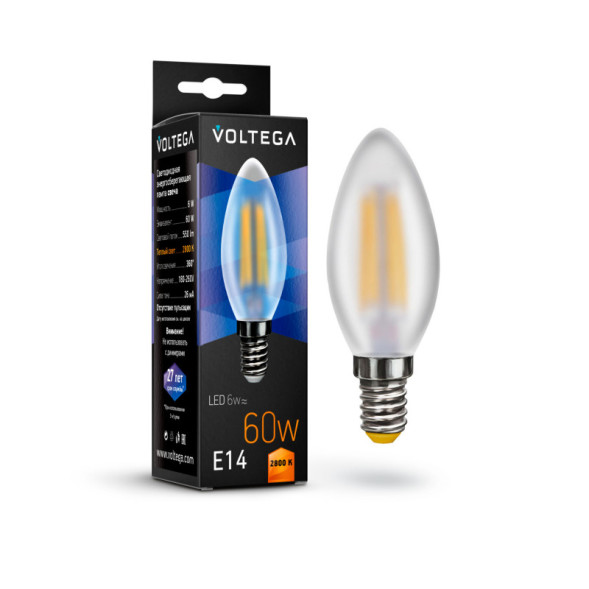 Светодиодная лампа Voltega Candel matt 7044 6W 220V 550lm E14 белый (теплый)