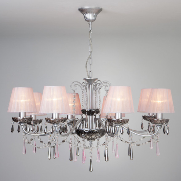 Подвесная люстра Eurosvet Rosetta 10086/8 серебро/дымчатый хрусталь Strotskis