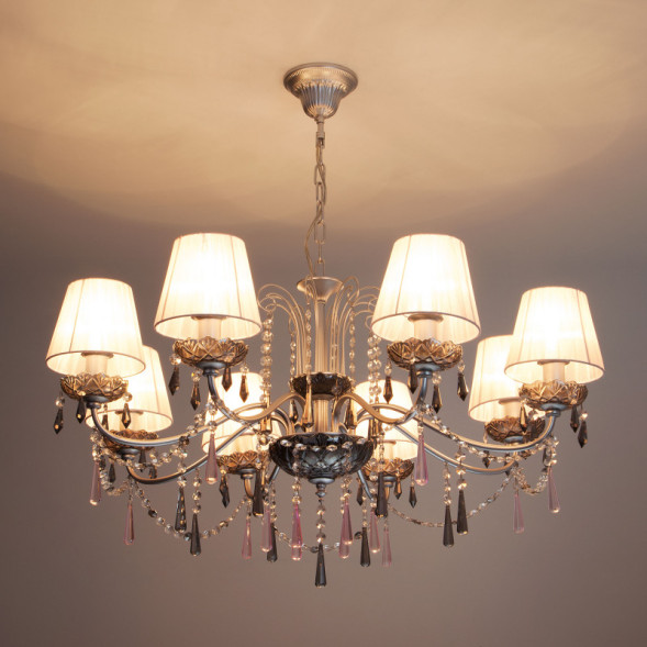 Подвесная люстра Eurosvet Rosetta 10086/8 серебро/дымчатый хрусталь Strotskis