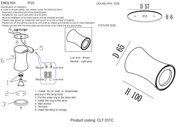 Накладной точечный светильник Crystal Lux CLT 031 CLT 031C BL