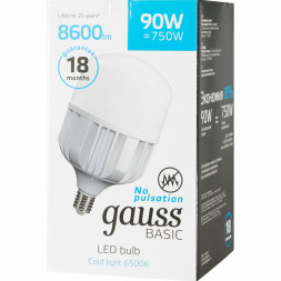 Светодиодная лампа Gauss 11734392 90W 220V 8600lm E40 белый (холодный)