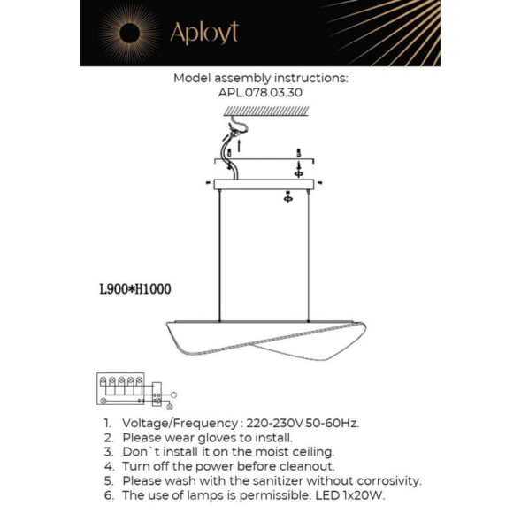 Подвесной светильник APL.078.03.30 APLOYT Klasild