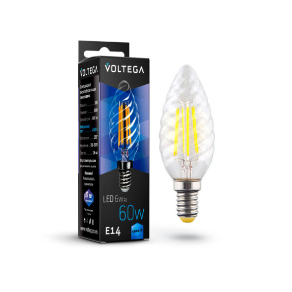 Светодиодная лампа Voltega Candle corn 7028 6W 220V 600lm E14 белый (дневной)