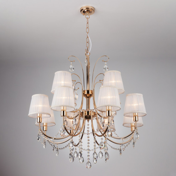 Подвесная люстра Eurosvet Emiliana 10087/12 золото/прозрачный хрусталь Strotskis