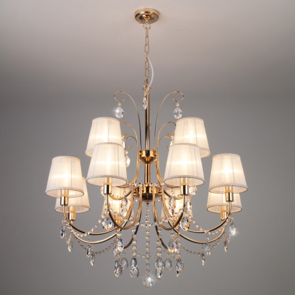 Подвесная люстра Eurosvet Emiliana 10087/12 золото/прозрачный хрусталь Strotskis
