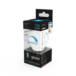Светодиодная лампа Gauss 105102307-D 7W 220V 590lm E27 белый (холодный)