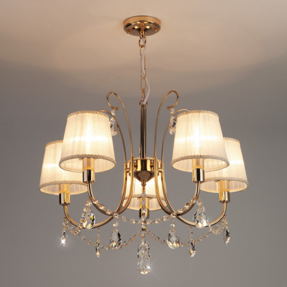 Подвесная люстра Eurosvet Emiliana 10087/5 золото/прозрачный хрусталь Strotskis